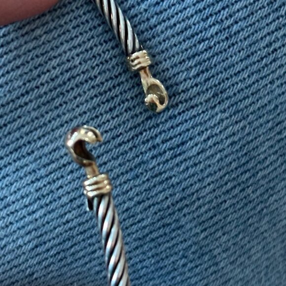 David Yuman Sterling Silver Cable Choker with 14k Yellow Gold Clasp - Picture 5 of 7